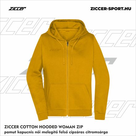 ZICCER COTTON HOODED WOMAN ZIP pamut kapucnis melegítő felső cipzáras női citromsárga