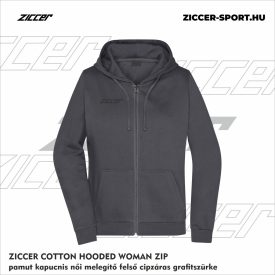   ZICCER COTTON HOODED WOMAN ZIP pamut kapucnis melegítő felső cipzáras női grafitszürke