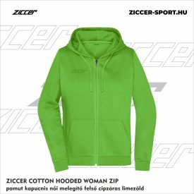   ZICCER COTTON HOODED WOMAN ZIP pamut kapucnis melegítő felső cipzáras női limezöld