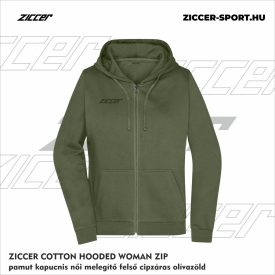  ZICCER COTTON HOODED WOMAN ZIP pamut kapucnis melegítő felső cipzáras női olívzöld