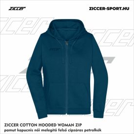   ZICCER COTTON HOODED WOMAN ZIP pamut kapucnis melegítő felső cipzáras női petrolkék