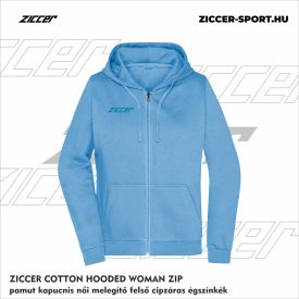   ZICCER COTTON HOODED WOMAN ZIP pamut kapucnis melegítő felső cipzáras női égszínkék