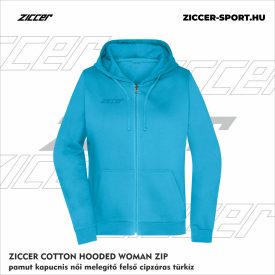   ZICCER COTTON HOODED WOMAN ZIP pamut kapucnis melegítő felső cipzáras női türkiz