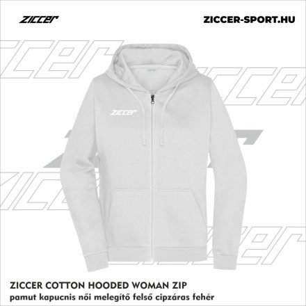ZICCER COTTON HOODED WOMAN ZIP pamut kapucnis melegítő felső cipzáras női fehér