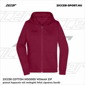   ZICCER COTTON HOODED WOMAN ZIP pamut kapucnis melegítő felső cipzáras női bordó