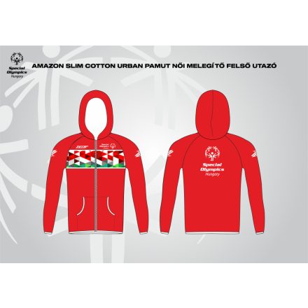MAGYAR SPECIÁLIS OLIMPIA SZÖVETSÉG női pamut kapucnis melegítő felső utazó 